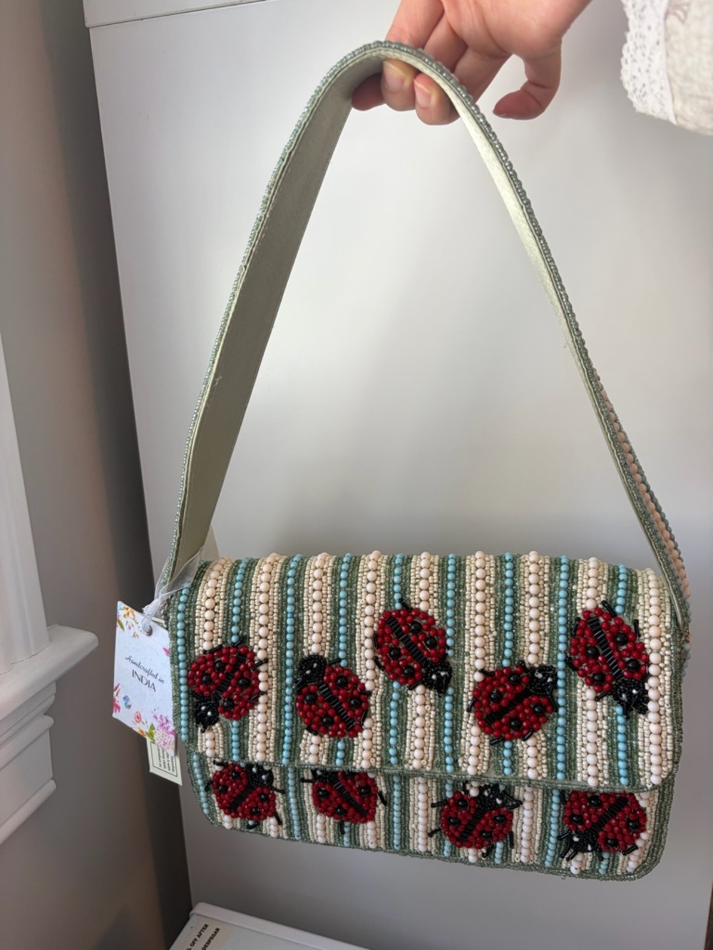 Viral Ladybug Beaded Bag